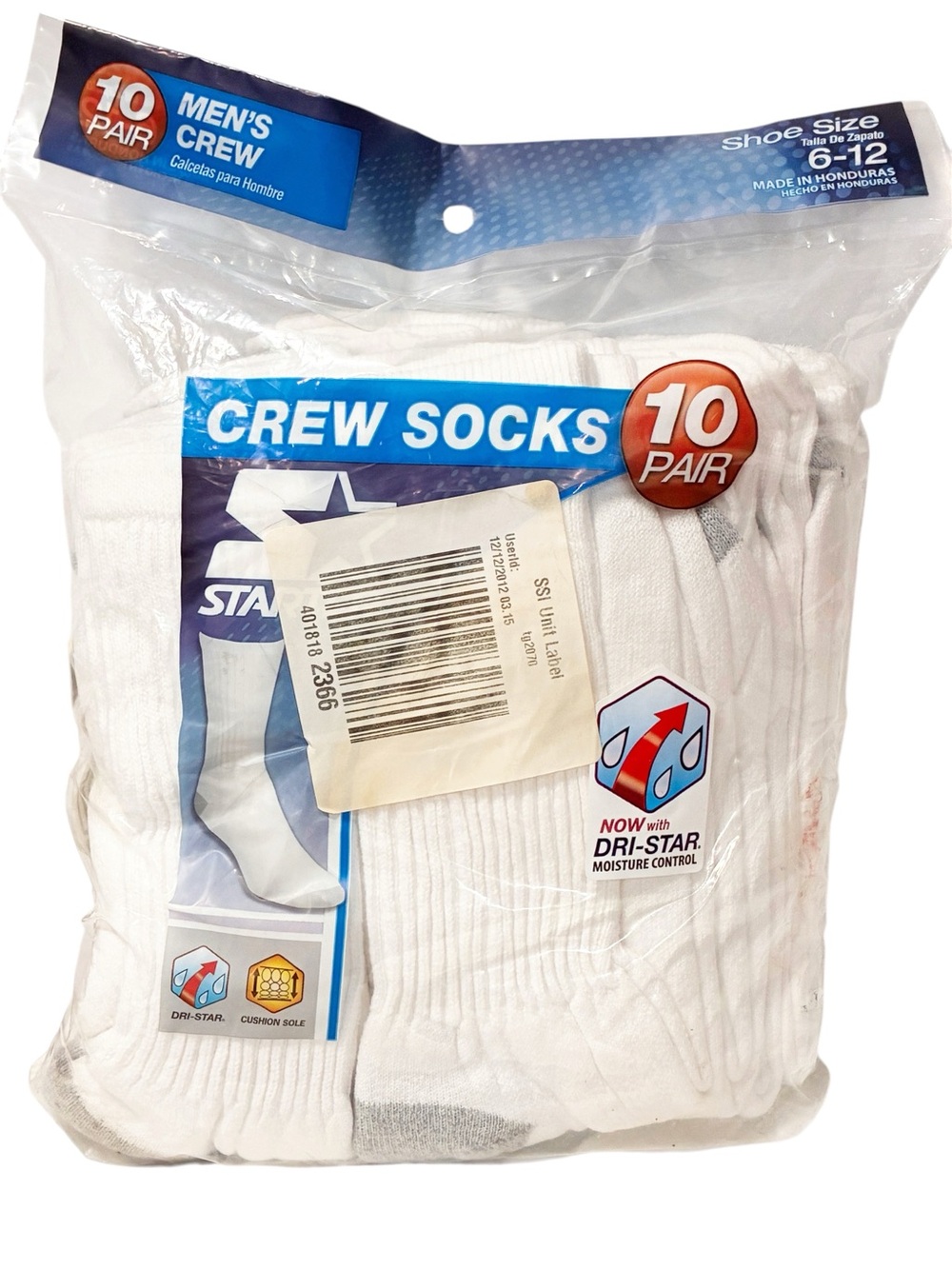 Starter Mens 10 Pack Crew Socks Size 6-12 NEW IN PACKAGE